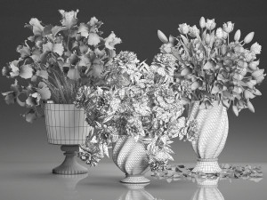 bouquet of white flowers in a vase for decoration 110 Model 3D