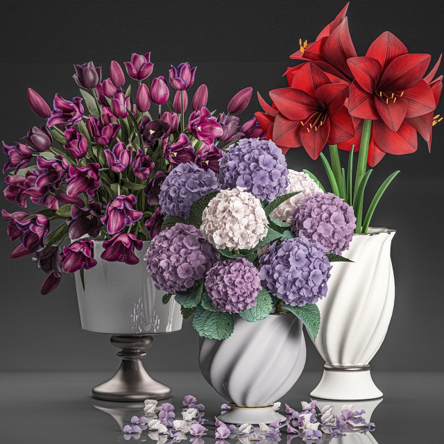 bouquet of white flowers in a vase for decoration 111 Model 3D .c4d .max .obj .3ds .fbx .stl .blend 