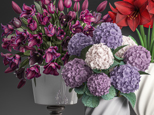bouquet of white flowers in a vase for decoration 111 Model 3D