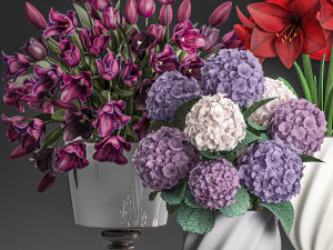 bouquet of white flowers in a vase for decoration 111 3D Model