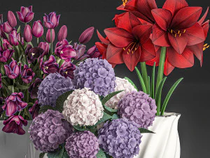bouquet of white flowers in a vase for decoration 111 3D Model