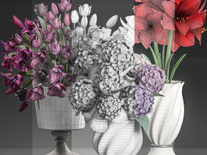 bouquet of white flowers in a vase for decoration 111 3D Model