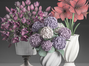 bouquet of white flowers in a vase for decoration 111 Model 3D
