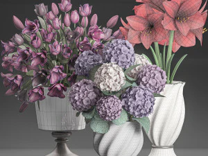 bouquet of white flowers in a vase for decoration 111 3D Model