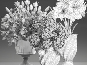 bouquet of white flowers in a vase for decoration 111 Model 3D