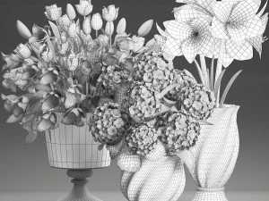 bouquet of white flowers in a vase for decoration 111 3D Model