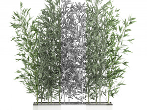 bamboo bush for the interior in a white flowerpot 579 3D Model