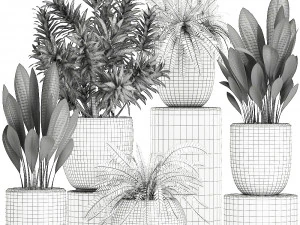 plants in a white pot for the interior 680 3D Model