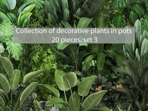 collection of plants of 20 pieces set 3 new Model 3D