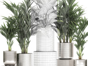 ornamental plants in a chrome flowerpot 785 3D Модель