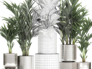 ornamental plants in a chrome flowerpot 785 3D Model