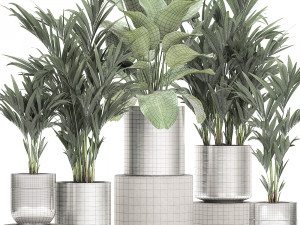 ornamental plants in a chrome flowerpot 785 3D Модель