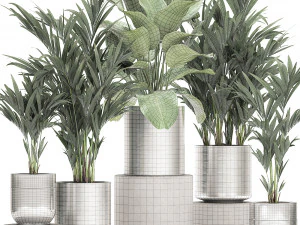 ornamental plants in a chrome flowerpot 785 3D Model