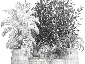 collection of decorative plants in flowerpots 820 3D Model