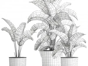 strelitzia in a pot for the interior 842 3D Model