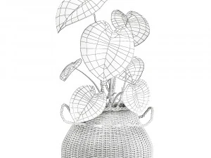 houseplants in a pot for the interior 891 3D Model