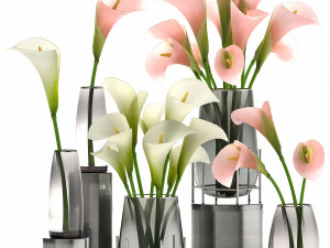 calla flower bouquet in a vase 114 3D 모델