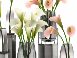calla flower bouquet in a vase 114 3D Model