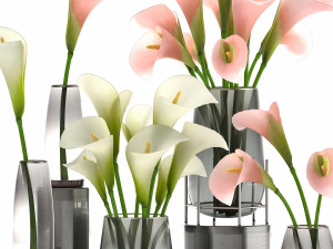 calla flower bouquet in a vase 114 3D Model