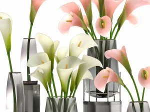 calla flower bouquet in a vase 114 3D Model