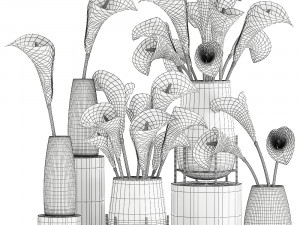 calla flower bouquet in a vase 114 3D Model
