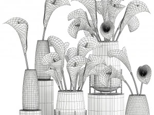 calla flower bouquet in a vase 114 3D Model