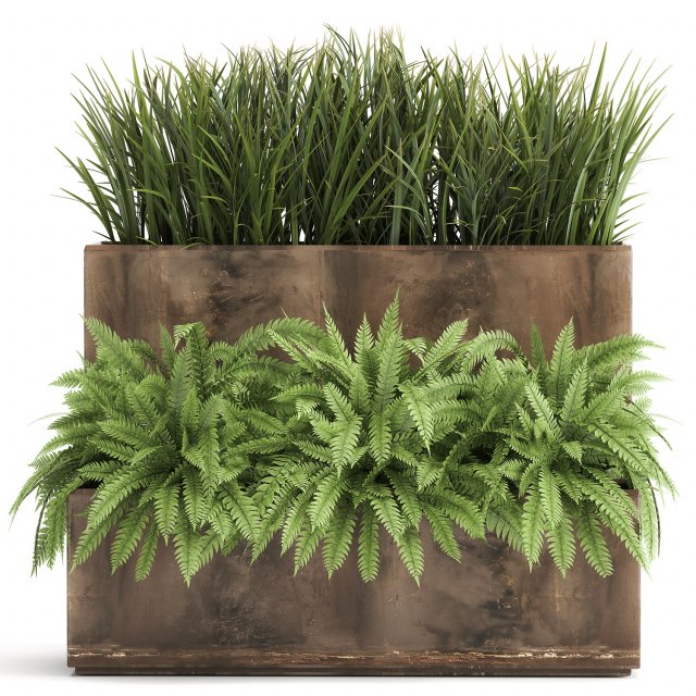 ornamental grass in a rusty flower pot for the interior 940 3D-Modell .c4d .max .obj .3ds .fbx .stl .blend 