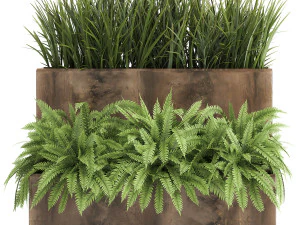 Hierba ornamental en una maceta oxidada para el interior 940. Modelo 3D