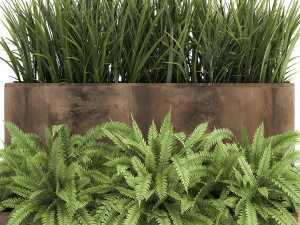 ornamental grass in a rusty flower pot for the interior 940 3D-Modell