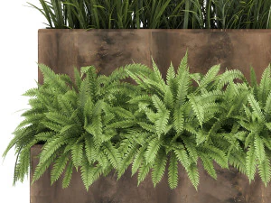 Hierba ornamental en una maceta oxidada para el interior 940. Modelo 3D