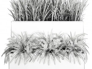 Hierba ornamental en una maceta oxidada para el interior 940. Modelo 3D