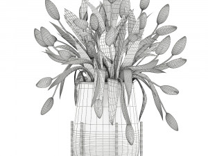 bouquet of green tulips in a vase 116 3D Model