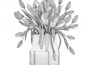 bouquet of green tulips in a vase 116 3D Model