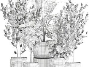 houseplants in a flowerpot for the interior 942 3D Model
