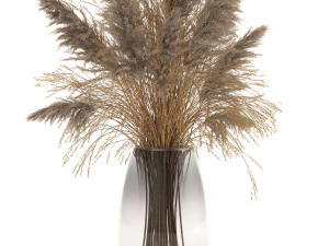 bouquet of dried flowers in a vase 118 3D Model