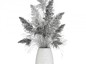 bouquet of dried flowers in a vase 118 3D Model