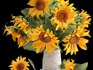 flower bouquet of sunflowers in a vase 118 3D Model