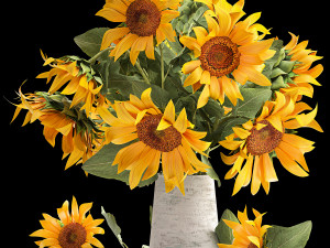 flower bouquet of sunflowers in a vase 118 3D 모델