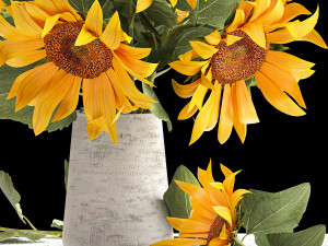 flower bouquet of sunflowers in a vase 118 3D Model