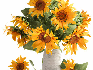 flower bouquet of sunflowers in a vase 118 3D Model