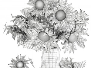 flower bouquet of sunflowers in a vase 118 3D Model