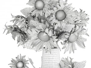 flower bouquet of sunflowers in a vase 118 3D Model