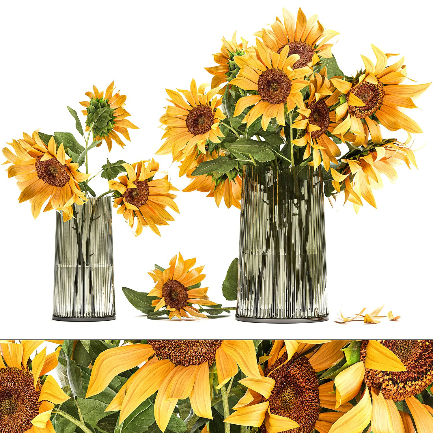 flower bouquet of sunflowers in a vase 119 3D Model .c4d .max .obj .3ds .fbx .stl .blend