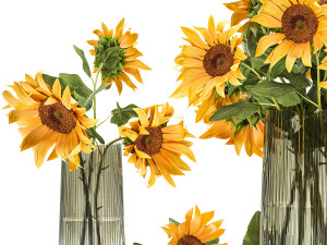 flower bouquet of sunflowers in a vase 119 3D Model