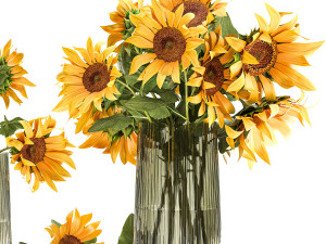 flower bouquet of sunflowers in a vase 119 3D Model