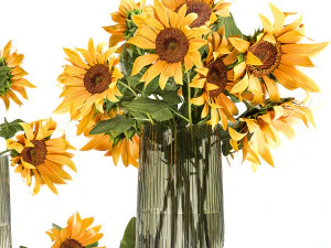 flower bouquet of sunflowers in a vase 119 3D Model