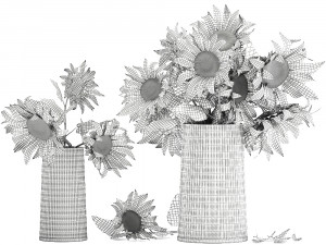 flower bouquet of sunflowers in a vase 119 3D Model