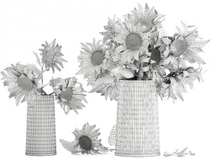 flower bouquet of sunflowers in a vase 119 3D Model