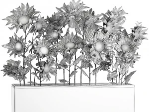 sunflowers in a flowerpot 1021 3D Model