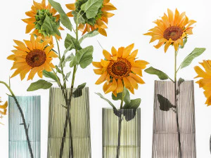 flower bouquet of sunflowers in a vase 120 3D Model